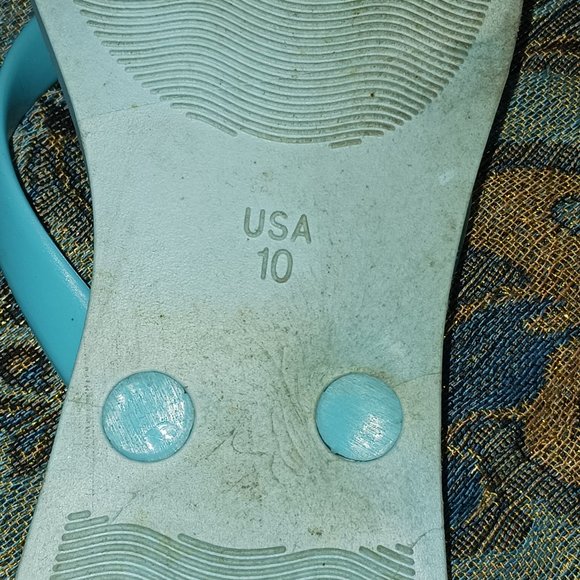 White Line Hearted Flipflops Sz 10 - Picture 7 of 8